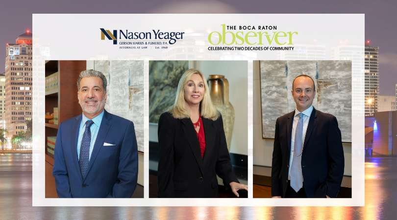 Nason Yeager Attorneys Recognized in The Boca Raton Observer’s Top Lawyers 2024