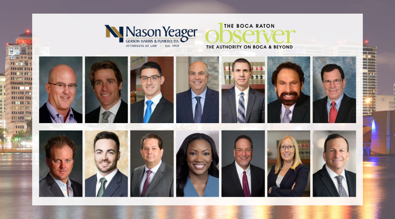 Nason Yeager Attorneys Recognized in The Boca Raton Observer’s Top Lawyers 2025